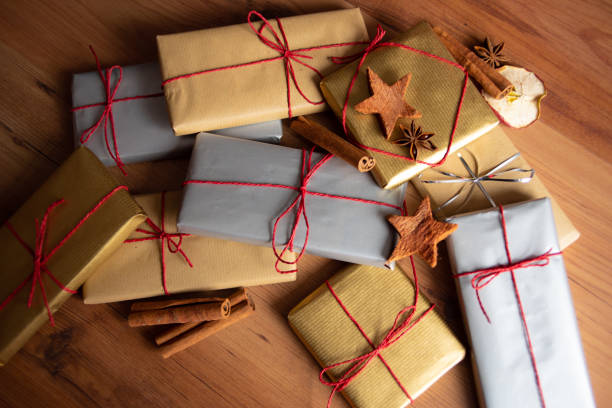 istock Gold and Silver Christmas gifts box presents 1191674734