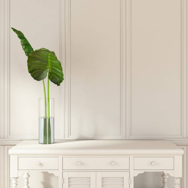 istock Minimalistic White Wooden Interior with a Drawer Copy Space 1191676862