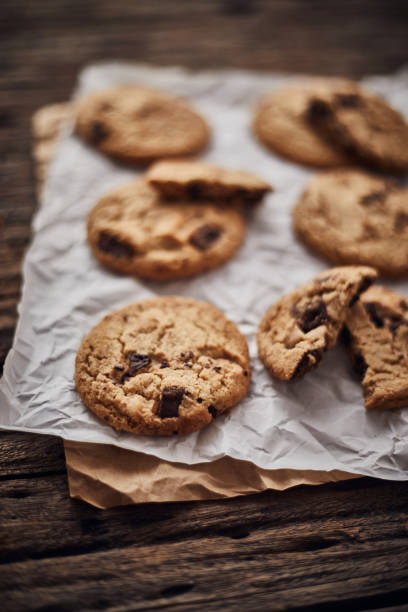 istock Chocolate chip cookies, Sweet biscuits, Concept for a tasty snack 1191678536