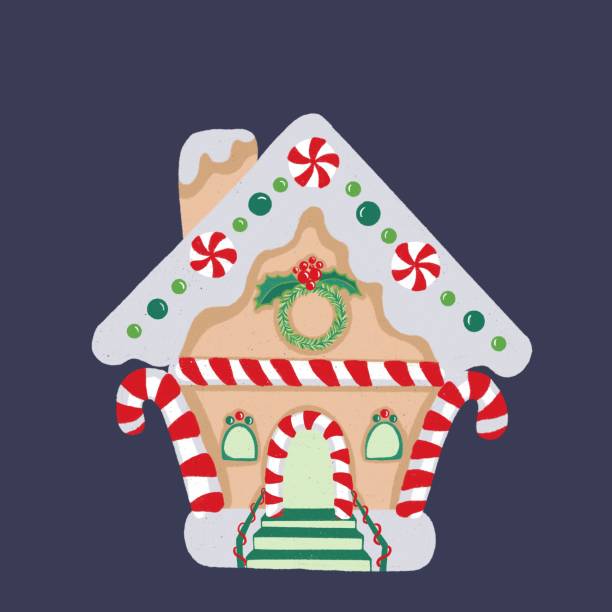 Christmas gingerbread house. Christmas gingerbread house with colored elements. Christmas cookies and sweets. gingerbread house cartoon stock illustrations