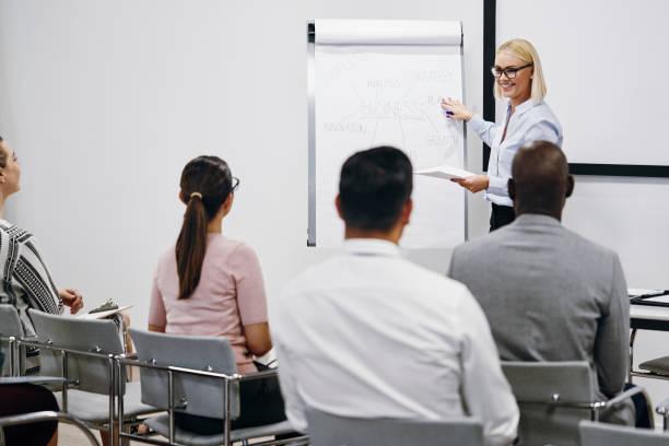 istock Smiling manager giving an office presentation to staff 1191681072