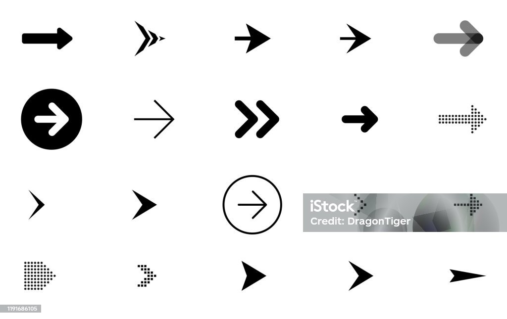 Значок стрелка вектор, указатель, Коллекция знака - Векторная графика Символ стрелка роялти-фри