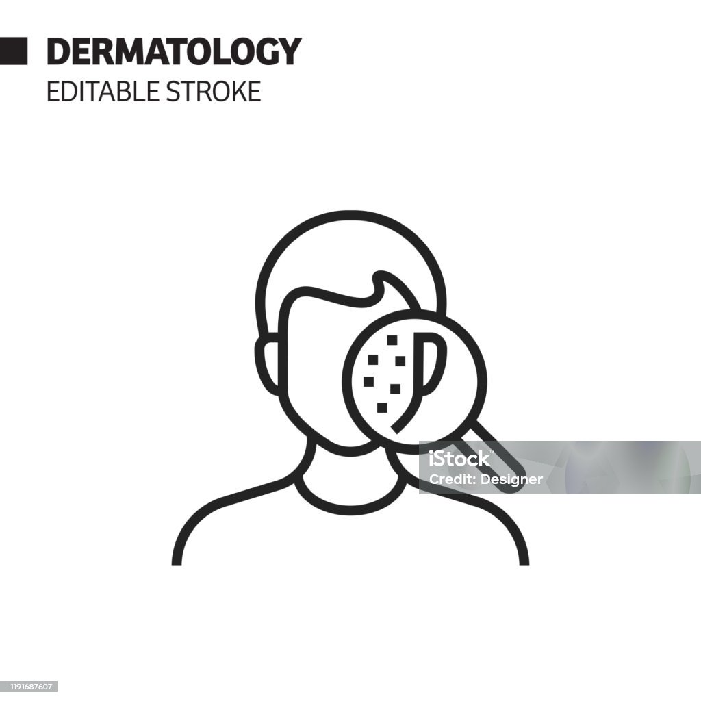 Dermatology Line Icon, Outline Vector Symbol Illustration. Pixel Perfect, Editable Stroke. Icon Symbol stock vector Dermatology Line Icon, Outline Vector Symbol Illustration. Pixel Perfect, Editable Stroke. Icon Symbol stock vector