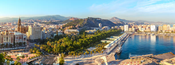 Panoramic view of the Malaga city stock photo