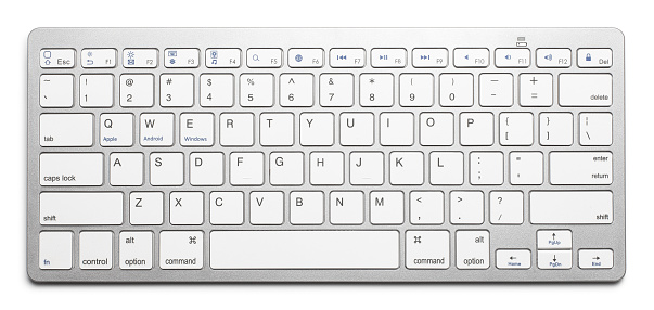 Wireless keyboard, isolated on white background