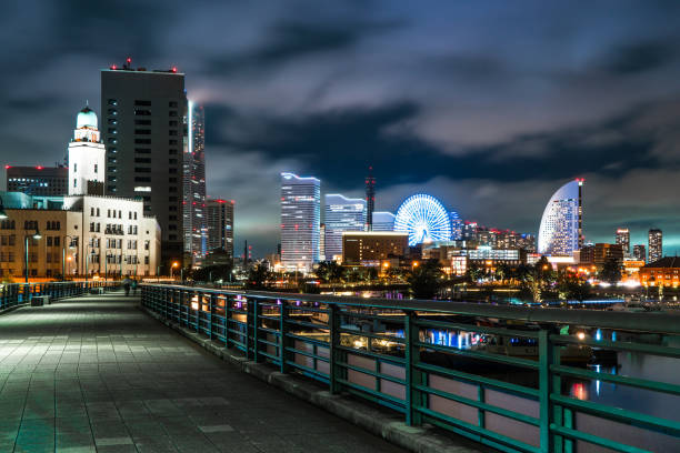 Yokohama, Japan aerial view at Minato Mirai waterfront district.
