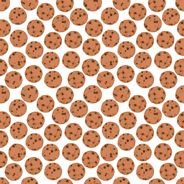 istock Seamless pattern with illustration of cookies with chocolate crumbs 1191696360