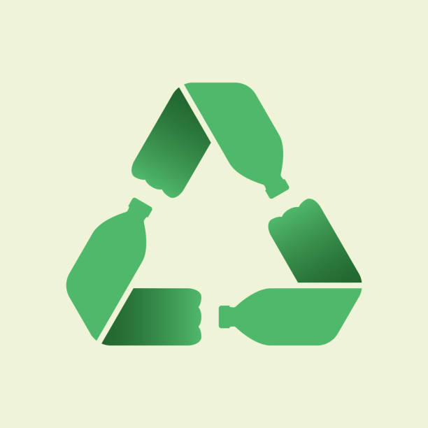 Pet bottles form mobius loop or recycling symbol with arrows. Plastic pet bottles form mobius loop or recycling symbol with arrows. Eco plastic pet use concept. Recycle icon. Waste sorting concept. Vector illustration plastic bottles stock illustrations