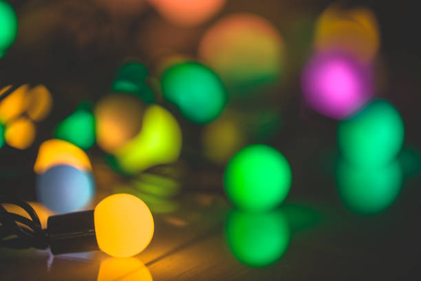 Christmas. New Year's Eve. multicolored garland. Background Holiday Horisontal