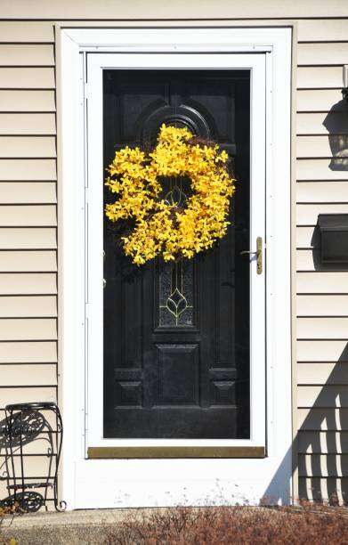 istock Yellow Wreath on Door 1191703709