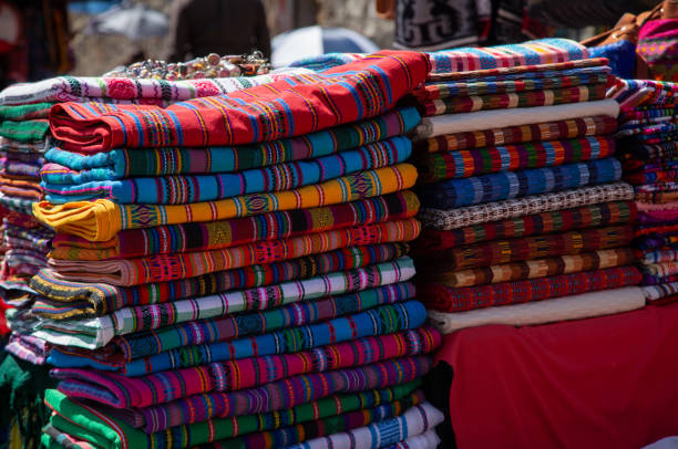 istock Typical Guatemalan fabrics, stacked colorful handmade fabrics - Antigua Guatemala 1191703766