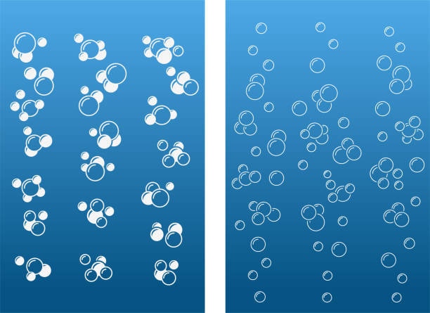 ilustrações, clipart, desenhos animados e ícones de bolhas de ar no fundo azul - bubble