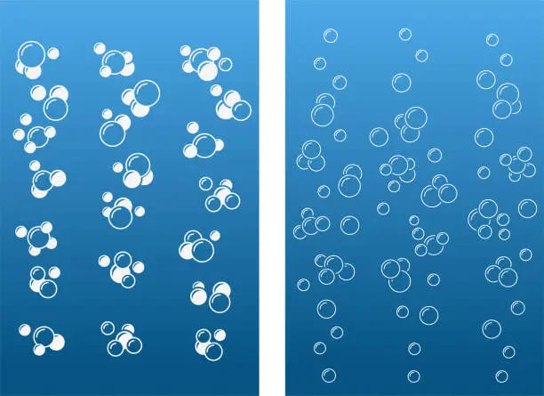 Vector illustration of Air bubbles on blue background