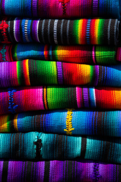 istock Typical Guatemalan fabrics, stacked colorful handmade fabrics - Antigua Guatemala 1191703910