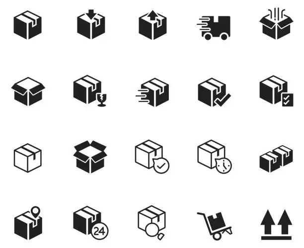 Vector illustration of Set of box icons