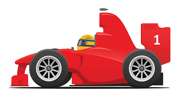 ilustraciones, imágenes clip art, dibujos animados e iconos de stock de coche de carreras fórmula 1 rojo - stock car sports venue sports race motorized sport