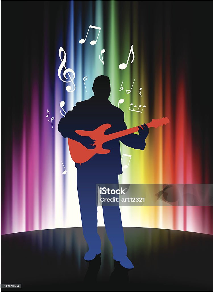 ギターのミュージシャンスペクトル上に抽象的な背景 - まぶしいのロイヤリティフリーベクトルアート