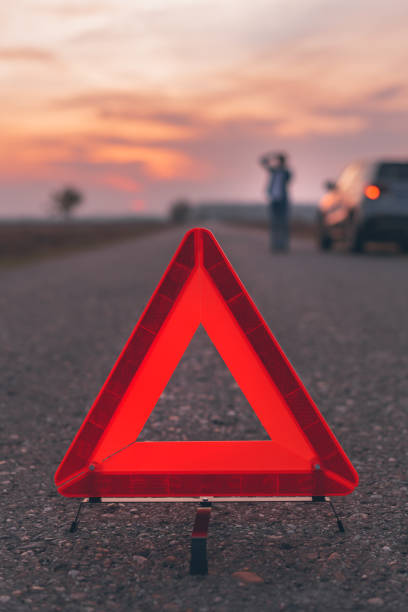 istock Warning triangle sign on the road 1191714748