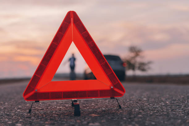 istock Warning triangle sign on the road 1191714762