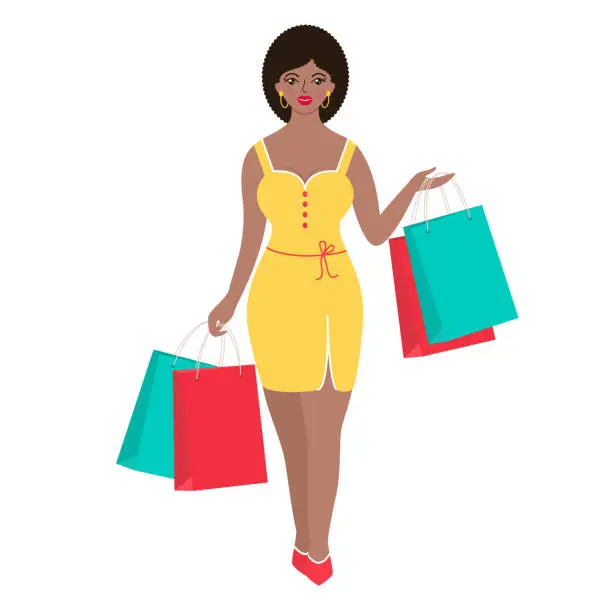 Vector illustration of woman i with packages