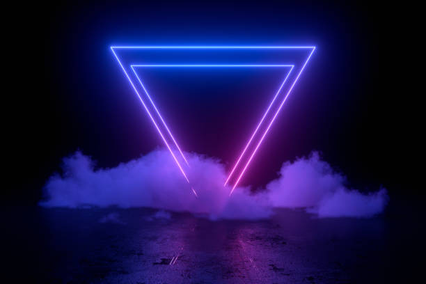 istock 3d abstract background with ultraviolet neon lights, empty frame, cosmic landscape, glowing tunnel door with smoke 1191717997
