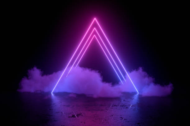 istock 3d abstract background with ultraviolet neon lights, empty frame, cosmic landscape, glowing tunnel door with smoke 1191718244