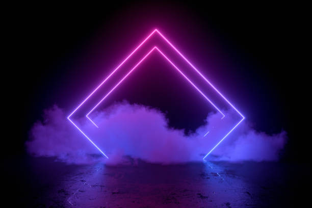 istock 3d abstract background with ultraviolet neon lights, empty frame, cosmic landscape, glowing tunnel door with smoke 1191719009