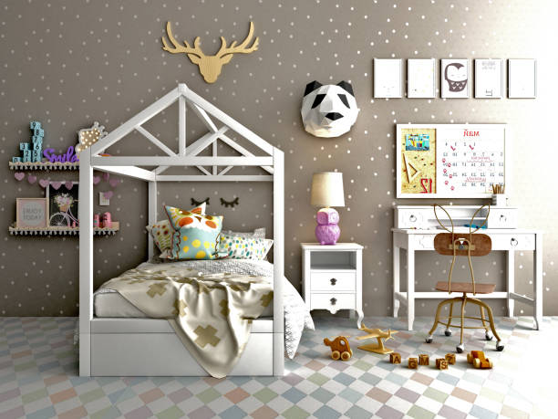 istock Kids room design and 3D rendering 1191719043