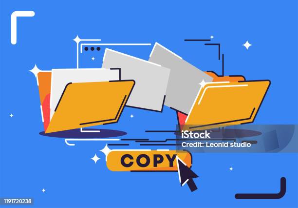 File Copy Mouse Vector Illustration Of Copying Files From One Folder To Another Mouse ...