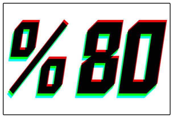 istock %80  Discount text. Dynamic, split-color design and unique font, shadow of  number blue, green, red. in black thin frame and on white background. 1191721501