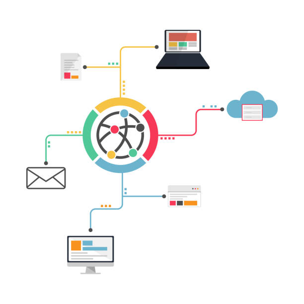 ilustraciones, imágenes clip art, dibujos animados e iconos de stock de ecosistema de análisis de big data - ecosistema