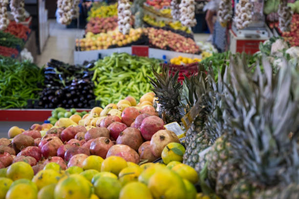 istock Fresh fruit and vegetables on display in the store 1191728322