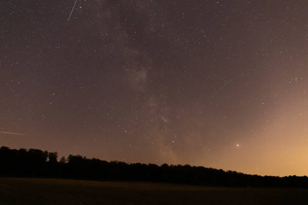istock Starry sky and Milky Way over a forest 1191728601