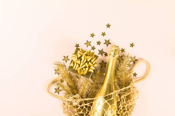 Christmas and New Year Composition. Reusable shopping bag.