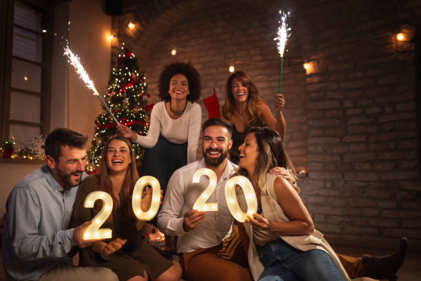 istock Friends at New Years Eve party 1191733549