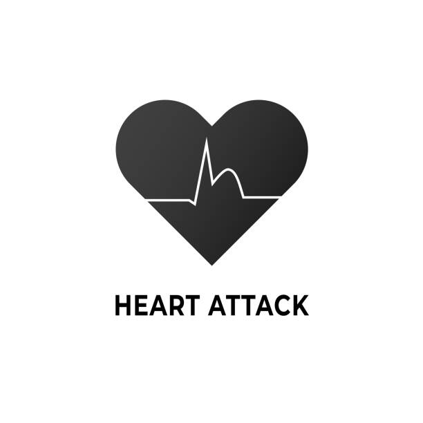 вектор плоский сердечный приступ значок иллюстрации. черное сердце с пульсом сердца изолировано на белом. понятие сердечно-сосудистых заб� - pain heart attack heart shape healthcare and medicine stock illustrations