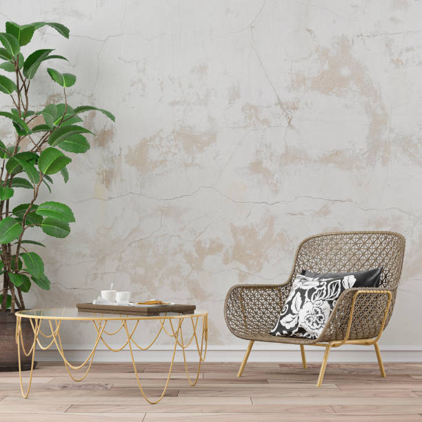 istock Empty retro interior with 70s decoration 1191736917
