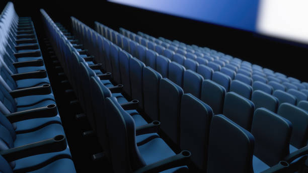 istock Empty cinema hall during the premiere. Rows of armchairs 1191740781
