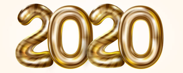 istock Happy New Year. Realistic background with golden 2020 numbers. Vector festive illustration for postcard, banner, cover design. 1191744102