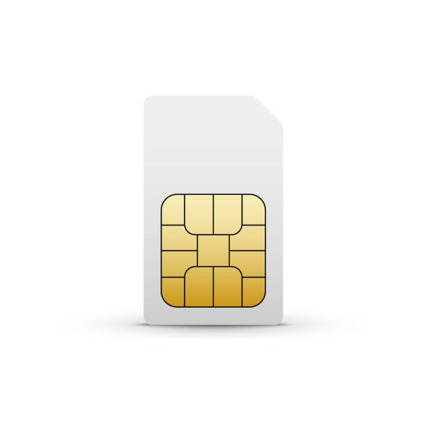 ilustraciones, imágenes clip art, dibujos animados e iconos de stock de chip de icono de teléfono móvil vectorial de la tarjeta sim. simcard aislado 3d diseño gsm - tarjeta sim