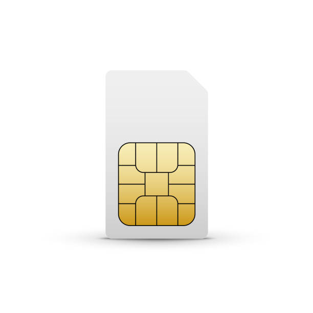ilustrações, clipart, desenhos animados e ícones de chip ícone do cartão sim vector de celular. simcard isolado 3d design gsm - sim card