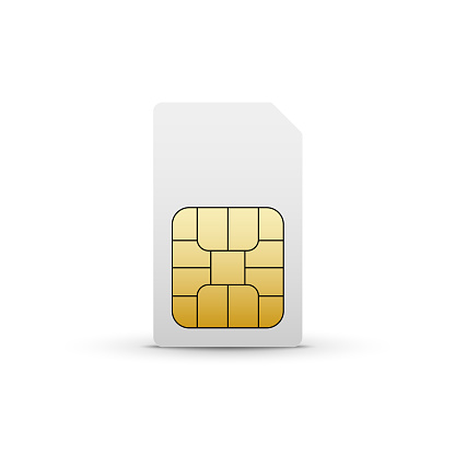 Sim card vector mobile phone icon chip. Simcard isolated 3d design gsm.