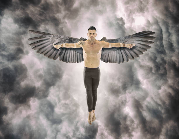 istock Icarus flying in the air with wings 1191748884