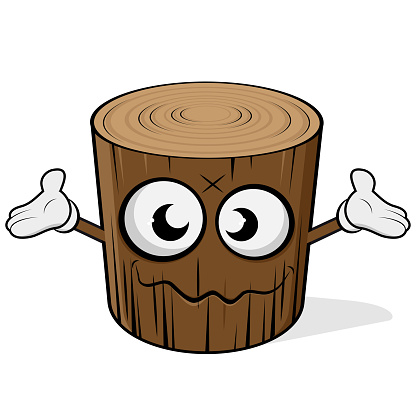 Funny Cartoon Illustration Of A Wood Log With Face And Hands Stock  Illustration - Download Image Now - iStock