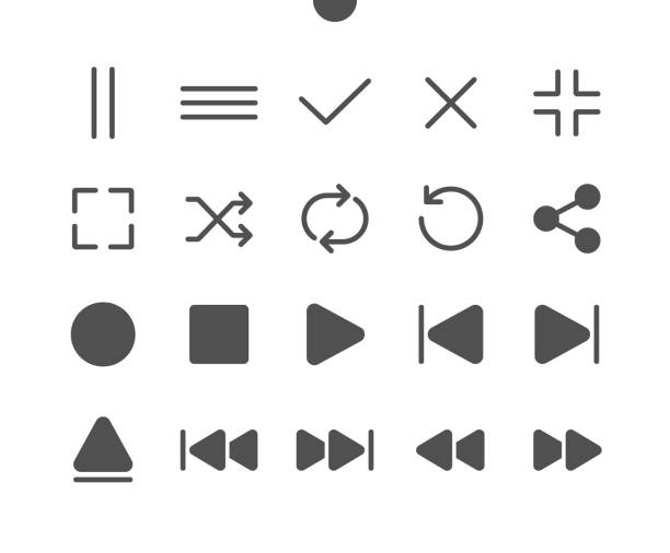 illustrations, cliparts, dessins animés et icônes de 9 audio_video v1 ui pixel perfect well-crafted vector solid icons 48x48 ready for 24x24 grid for web graphics and apps. pictogramme minimal simple - match rejoué