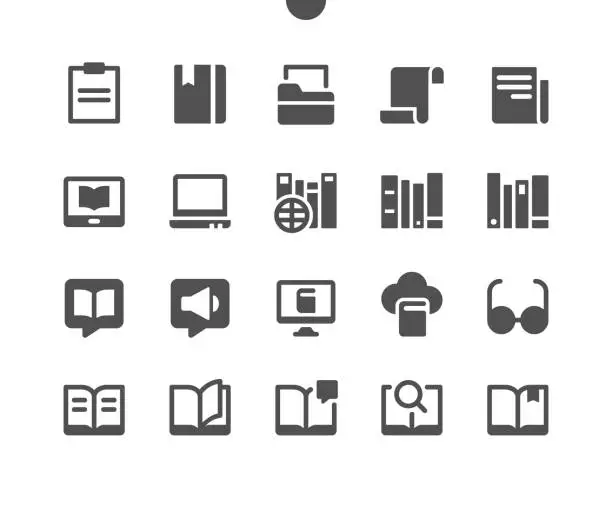 Vector illustration of 12 Reading v3 UI Pixel Perfect Well-crafted Vector Solid Icons 48x48 Ready for 24x24 Grid for Web Graphics and Apps. Simple Minimal Pictogram