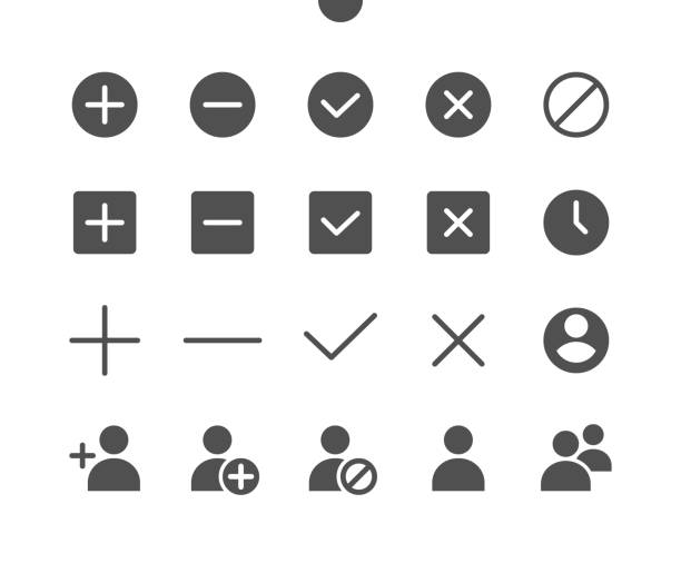 illustrations, cliparts, dessins animés et icônes de 17 paramètres v2 ui pixel perfect well-crafted vector solid icons 48x48 ready for 24x24 grid for web graphics and apps. pictogramme minimal simple - touche plus