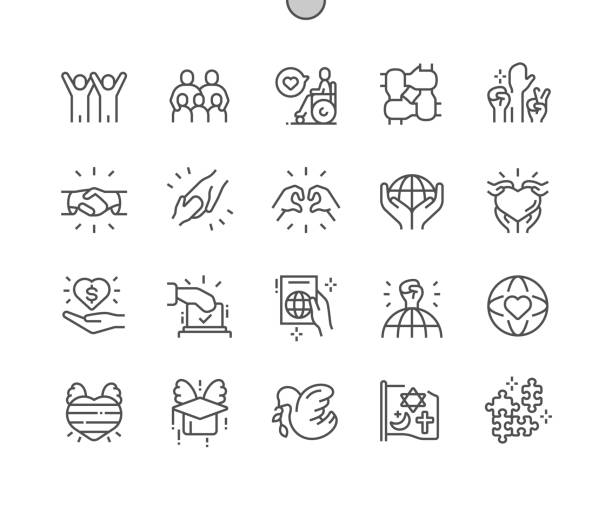 Tolerance Well-crafted Pixel Perfect Vector Thin Line Icons 30 2x Grid for Web Graphics and Apps. Simple Minimal Pictogram Tolerance Well-crafted Pixel Perfect Vector Thin Line Icons 30 2x Grid for Web Graphics and Apps. Simple Minimal Pictogram citizenship stock illustrations