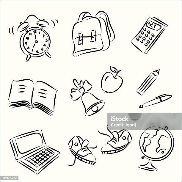 Back To School1 Stock Illustration - Download Image Now - Alarm Clock, Apple - Fruit, Back to School