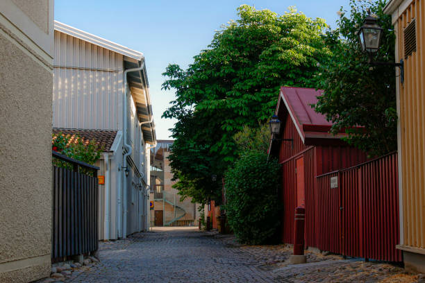Sidestreet in Jönköping, Småland, Sweden A picturesque desolate evening side street in in Jönköping, Småland, Sweden jonkoping stock pictures, royalty-free photos & images